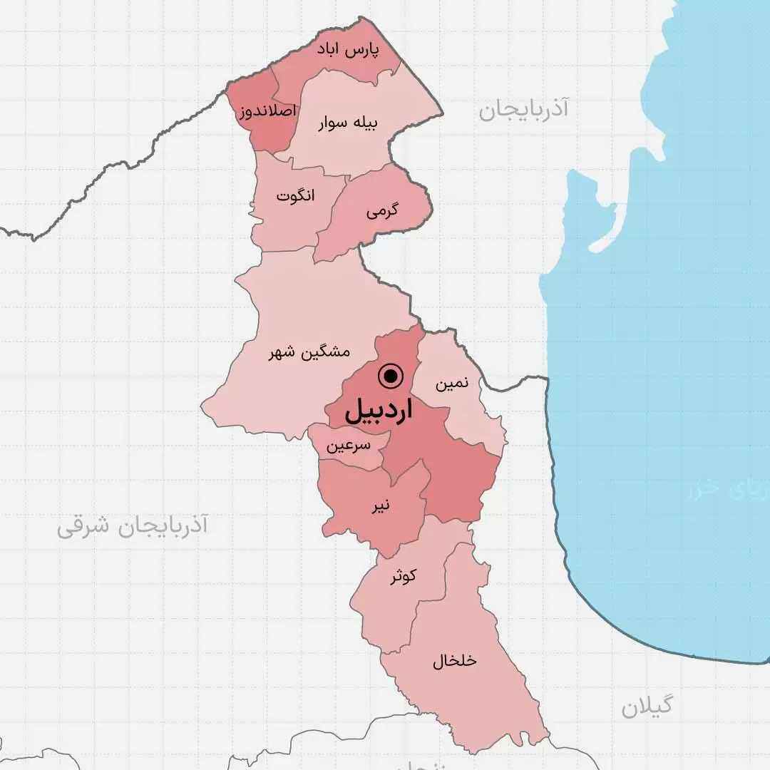 نقشه استان اردبیل