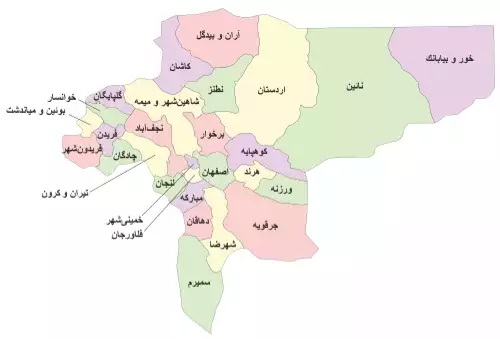 نقشه استان اصفهان