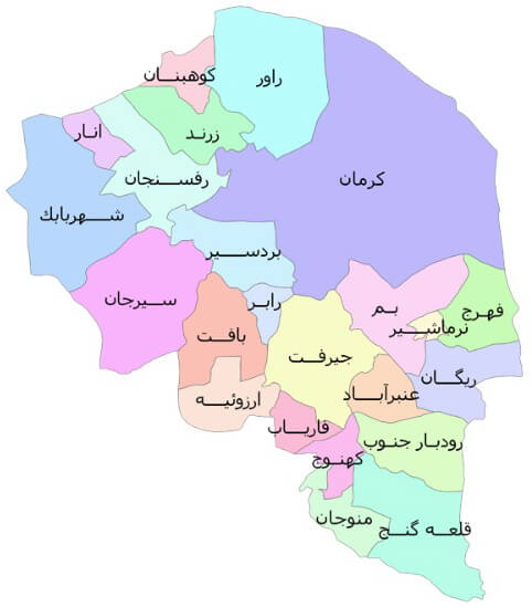 نقشه استان کرمان