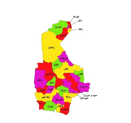 نقشه استان سیستان و بلوچستان