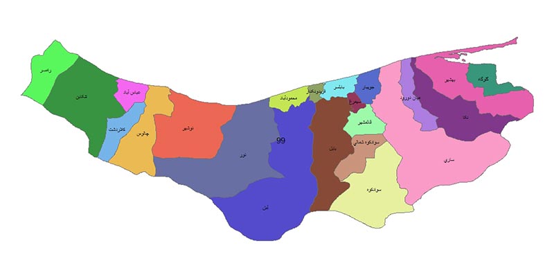 نقشه استان مازندران