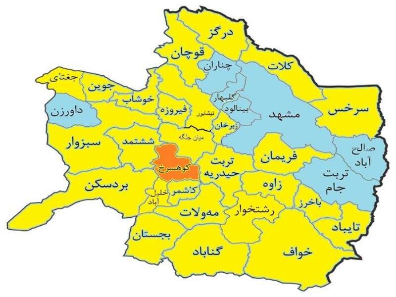 نقشه استان خراسان رضوی