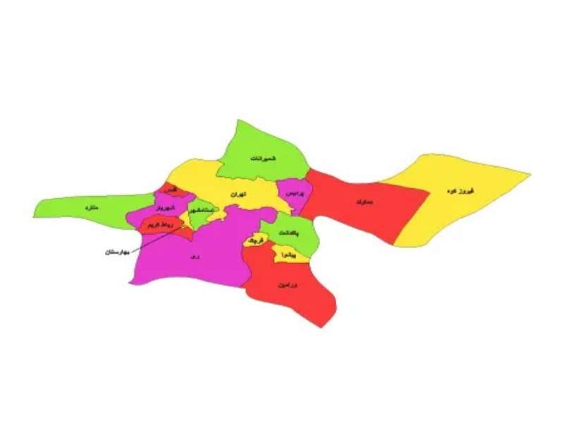 شهر فیروزکوه در نقشه استان تهران