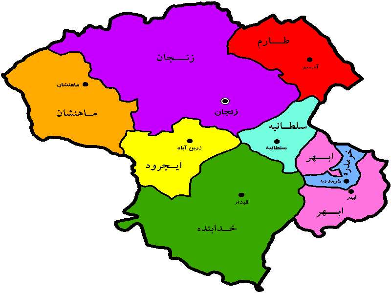 نقشه استان زنجان